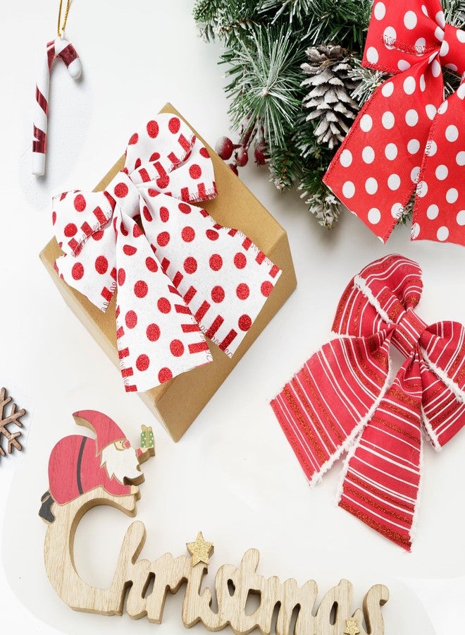 كينجلاك شريط عيد الميلاد من كينغليك، سلكي، 2.5 بوصة × 30 ياردة، أحمر وأبيض، شريط لشجرة عيد الميلاد، 6 لفات، شريط سلكي أحمر وأبيض على شكل عصا حلوى للأعمال اليدوية وتغليف الهدايا وتزيين أكاليل الزهور وديكورات العطلات - Image 5